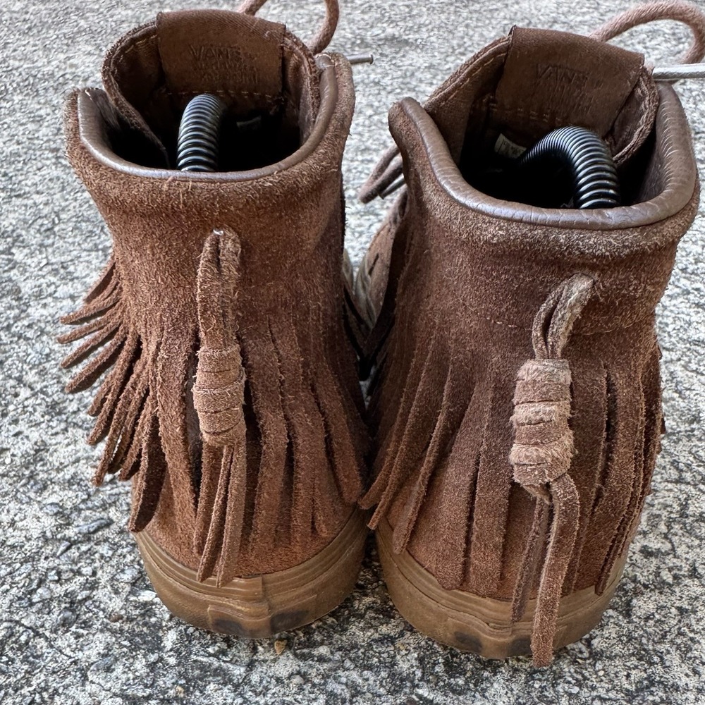Vans Sk-8 Hi Moccasin Sneaker Women's Sz 7 (Mens 5.5) Brown Suede Fringe Sneaker - Picture 6 of 13